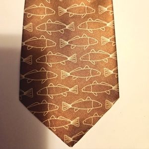 Horizon Group Novelty Fish Neck Tie Dark Gold with White Fish